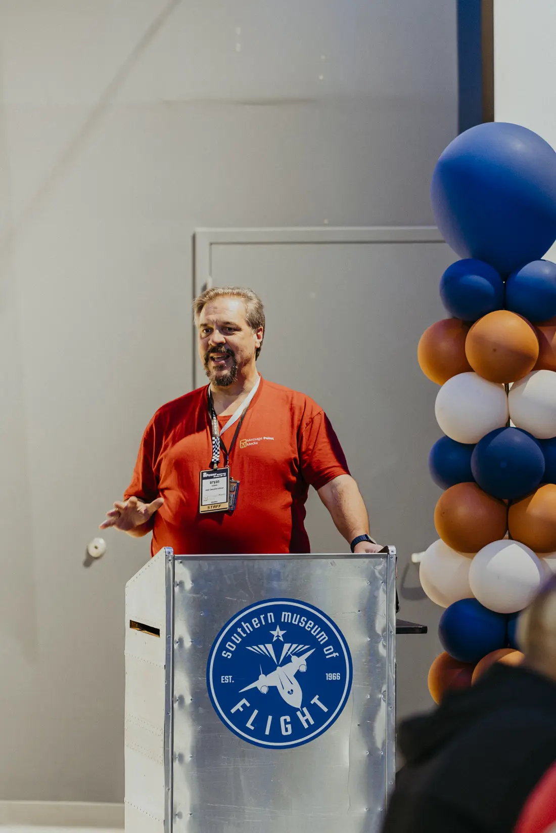 Bryan Gilliom, founder of MessagePoint Media, speaking at MPower 2025